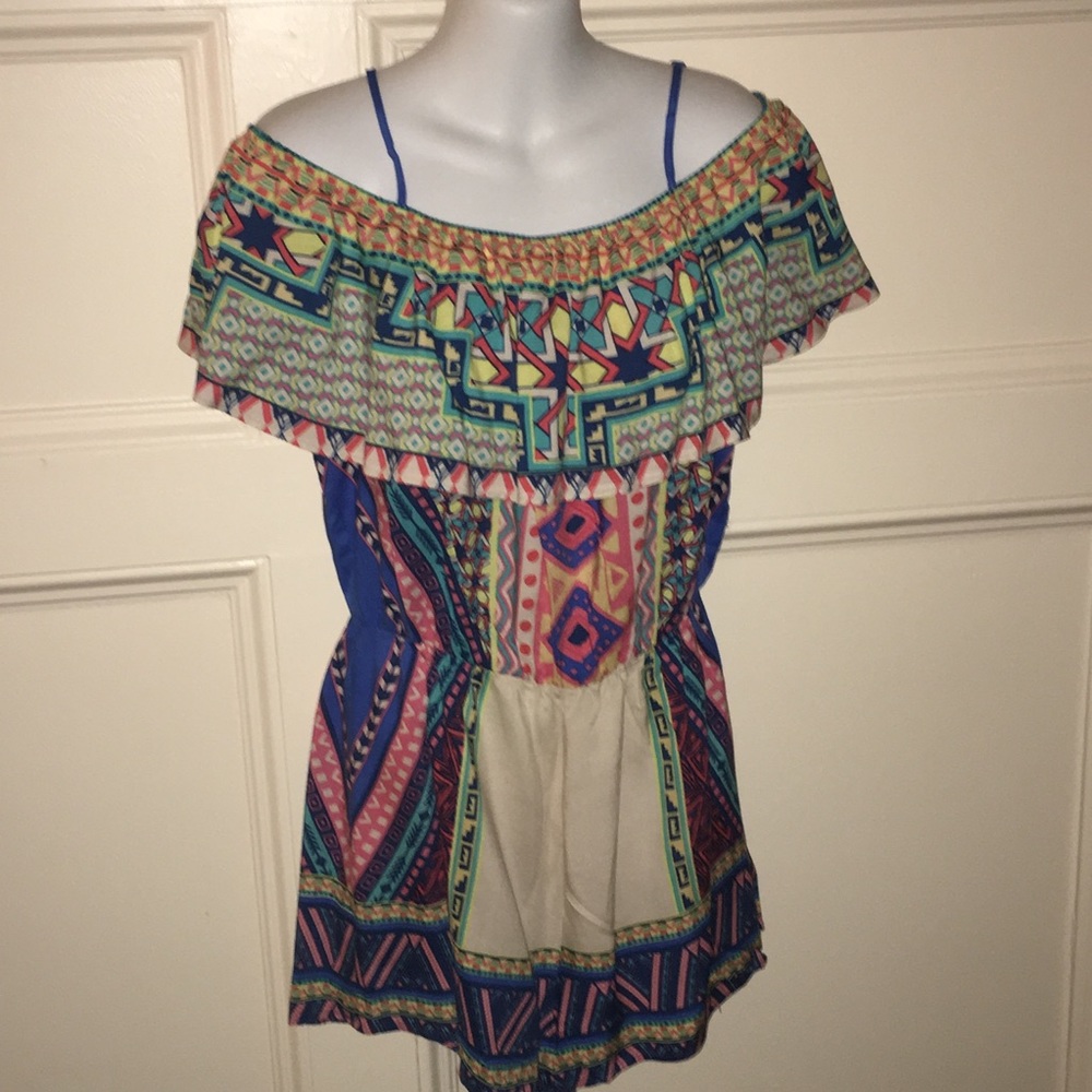 NWOT FLYING TOMATO MULTI COLOR OFF SHOULDER ROMPER